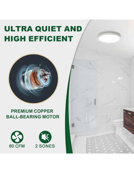 Ventilador de Baño Akicon con Luz LED 15W y 80 CFM Ventilador de Baño Akicon con Luz LED 15W y 80 CFM
