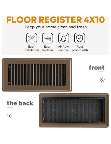 Rejilla de Piso 10x25 cm HQZHQZ - Paquete de 6 Cubiertas de Ventilación Rejilla de Piso 10x25 cm HQZHQZ - Paquete de 6 Cubiertas de Ventilación