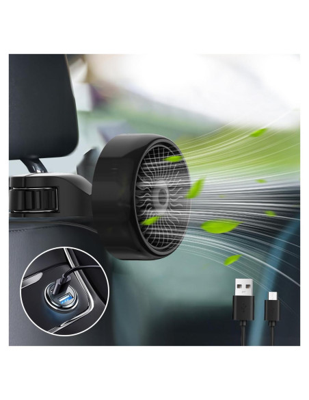 Ventilador de Coche Portátil XTryfun FE052 USB 3 Velocidades Ventilador de Coche Portátil XTryfun FE052 USB 3 Velocidades