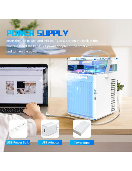 Acondicionador de Aire Portátil Bubbacare 4-en-1 800ml Acondicionador de Aire Portátil Bubbacare 4-en-1 800ml