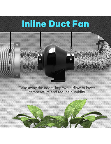 Ventilador de Conducto Inline Simple Deluxe 4" 195 CFM Negro