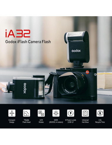 Flash Godox iA32 Mini para Cámara - 8 Niveles de Potencia