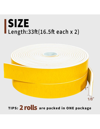Cinta de Sellado de Espuma Yotache 1" x 3 mm - 10.06 Metros
