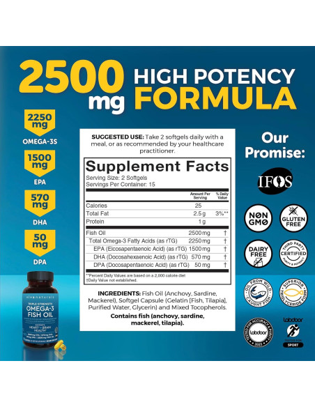Suplemento Omega 3 Viva Naturals 2500 mg - 30 Cápsulas Blandas Suplemento Omega 3 Viva Naturals 2500 mg - 30 Cápsulas Blandas
