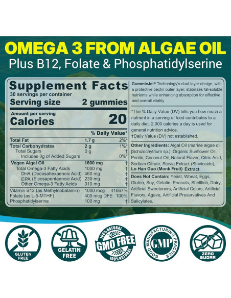 Suplemento Omega 3 Vegano NEVISS 60 Gomitas Sin Azúcar Suplemento Omega 3 Vegano NEVISS 60 Gomitas Sin Azúcar