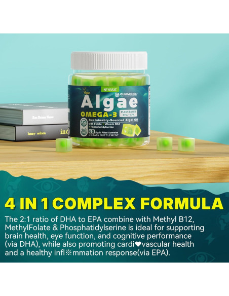 Suplemento Omega 3 Vegano NEVISS 60 Gomitas Sin Azúcar Suplemento Omega 3 Vegano NEVISS 60 Gomitas Sin Azúcar