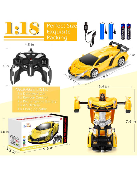 Coche RC Dolanus 478 Transformable Amarillo 360 Deriva Coche RC Dolanus 478 Transformable Amarillo 360 Deriva