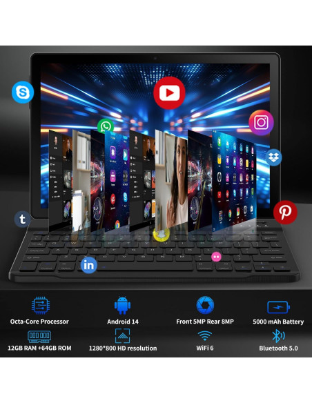Tableta Android Jeazans 10.1" 12GB RAM 64GB Almacenamiento Tableta Android Jeazans 10.1" 12GB RAM 64GB Almacenamiento