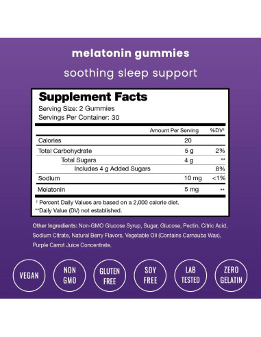 Gomitas de Melatonina Veganas NutraChamps 60 Unidades 2.5mg 5mg 10mg