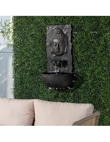 Fuente de Agua de Jardín Zen XBrand 76.2 cm Resina Negra LED
