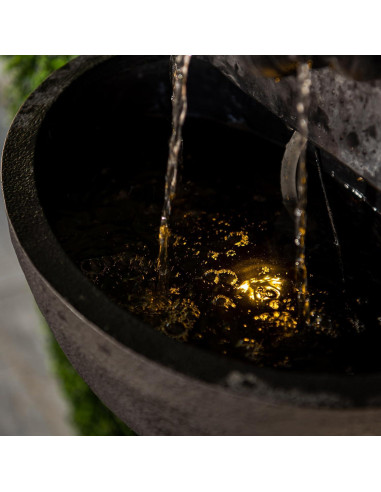 Fuente de Agua de Jardín Zen XBrand 76.2 cm Resina Negra LED