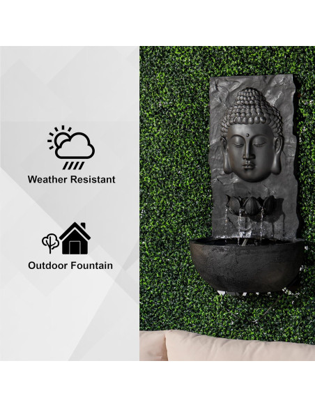 Fuente de Agua de Jardín Zen XBrand 76.2 cm Resina Negra LED Fuente de Agua de Jardín Zen XBrand 76.2 cm Resina Negra LED