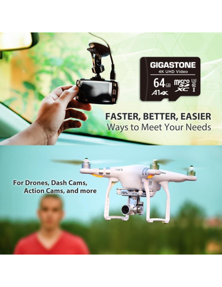 Tarjetas Micro SD Gigastone 64GB 4K UHD Paquete de 2 Tarjetas Micro SD Gigastone 64GB 4K UHD Paquete de 2