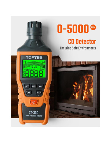 Detector de Monóxido de Carbono TOPTES CT-300 Portátil 0-5000 PPM