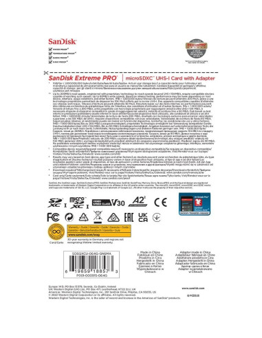 Tarjeta microSDXC SanDisk 64GB Extreme PRO UHS-I A2 200MB/s