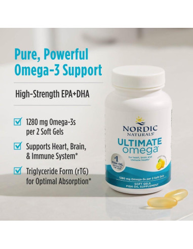 Omega Ultimate Nordic Naturals 60 Geles Blandos Limón 1280 mg Omega-3