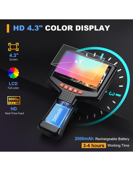 Cámara Endoscópica TGJOR 4.3" 1080P con Luz y Sonda de 5m Cámara Endoscópica TGJOR 4.3" 1080P con Luz y Sonda de 5m