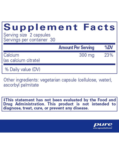 Suplemento de Calcio Citrato Pure Encapsulations - 60 Cápsulas Suplemento de Calcio Citrato Pure Encapsulations - 60 Cápsulas