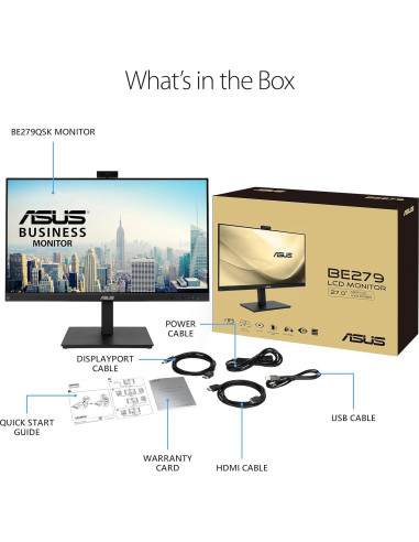 Monitor ASUS 27" BE279QSK Full HD con Webcam y Altavoces