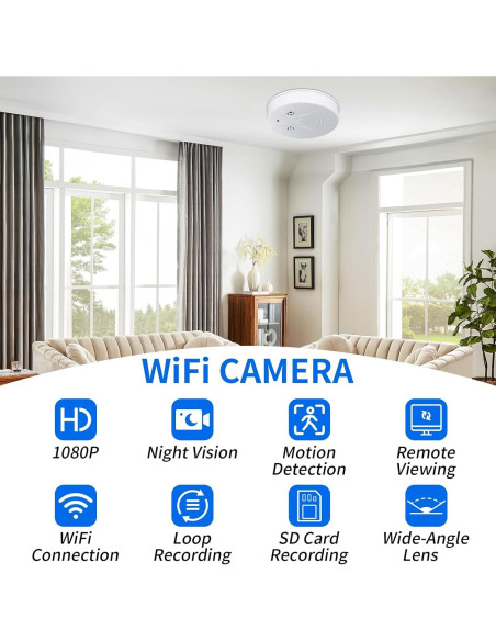 Cámara de Seguridad WiFi eovas 1080P Detector de Humo Cámara de Seguridad WiFi eovas 1080P Detector de Humo