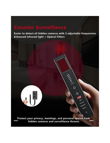 Detector de Cámaras Ocultas F08 - Alarma SOS y GPS - Portátil