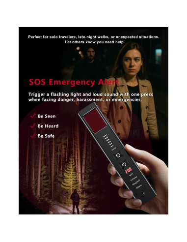 Detector de Cámaras Ocultas F08 - Alarma SOS y GPS - Portátil