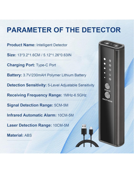 Detector de Dispositivos Ocultos KT-02 Oro y Negro - Detección de Cámara Espía y GPS Detector de Dispositivos Ocultos KT-02 Oro y Negro - Detección de Cámara Espía y GPS