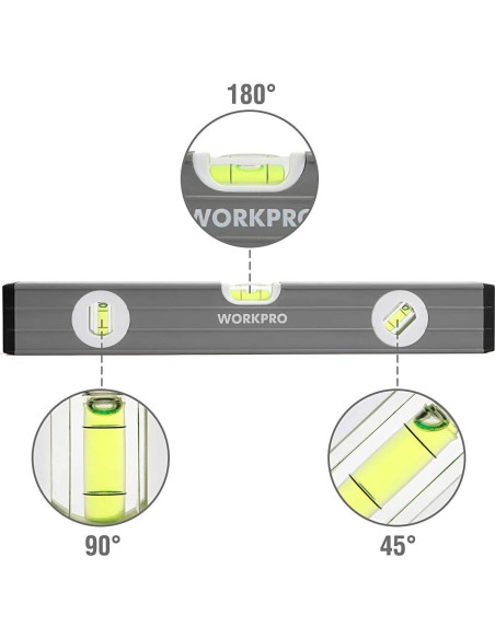 Juego de Niveles de Espíritu WORKPRO 3 Piezas 9-16-24 cm Juego de Niveles de Espíritu WORKPRO 3 Piezas 9-16-24 cm