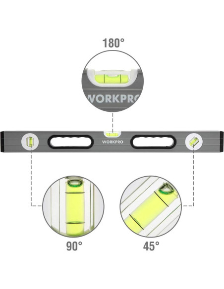Juego de Niveles de Espíritu WORKPRO 3 Piezas 9-16-24 cm Juego de Niveles de Espíritu WORKPRO 3 Piezas 9-16-24 cm