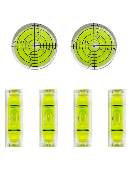 Juego de 6 Niveles de Burbuja Mini Genérico - 2 Redondos y 4 Cuadrados Juego de 6 Niveles de Burbuja Mini Genérico - 2 Redondos y 4 Cuadrados