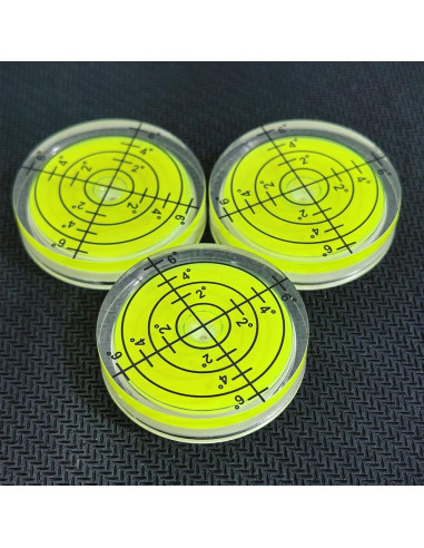 3 Piezas Niveles de Burbuja Circulares Amarillo-Verde 3.2cm