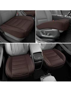 Funda de Asiento de Coche BOPUOVRE Cuero Sintético Café 1 Pieza 2