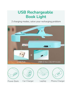 Luz de Lectura EDISHINE Azul Recargable USB 3 Modos Regulable 2