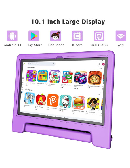 Tableta VNEIMQN 10.1" Android 14 64GB para Niños Púrpura Tableta VNEIMQN 10.1" Android 14 64GB para Niños Púrpura