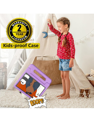 Tableta VNEIMQN 10.1" Android 14 64GB para Niños Púrpura