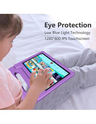 Tableta VNEIMQN 10.1" Android 14 64GB para Niños Púrpura