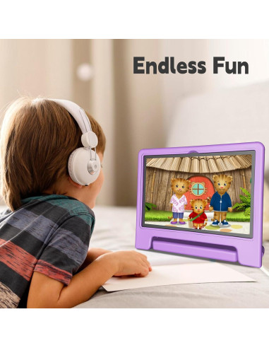 Tableta VNEIMQN 10.1" Android 14 64GB para Niños Púrpura