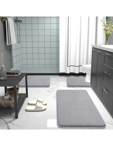 OLANLY Alfombra de Baño de Espuma de Memoria 76x51 cm Gris OLANLY Alfombra de Baño de Espuma de Memoria 76x51 cm Gris