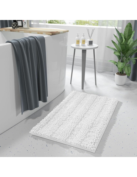 Alfombra de Baño Yimobra 61x43 cm Antideslizante Chenille Blanca Alfombra de Baño Yimobra 61x43 cm Antideslizante Chenille Blanca