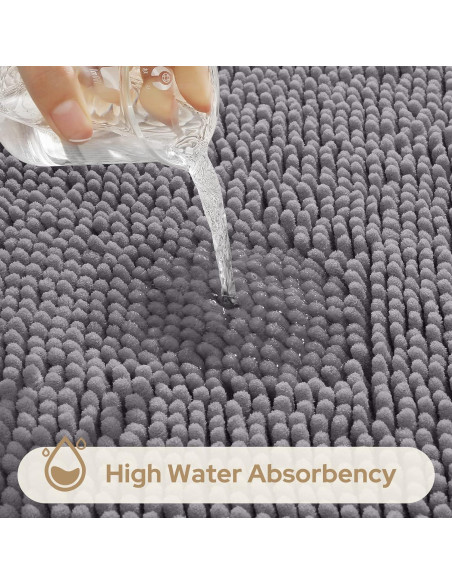 Juego de Alfombrillas de Baño HOMEIDEAS 3 Piezas Chenille Gris Juego de Alfombrillas de Baño HOMEIDEAS 3 Piezas Chenille Gris