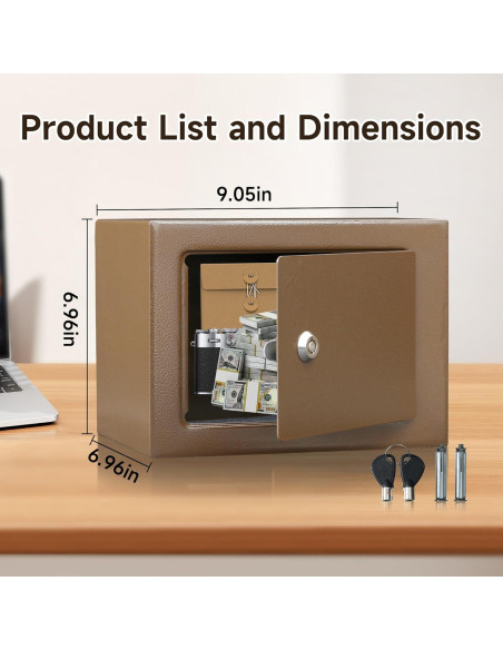 Caja Fuerte Pequeña ELLAIG 22.9x17x17 cm con Llave y Alarma Caja Fuerte Pequeña ELLAIG 22.9x17x17 cm con Llave y Alarma