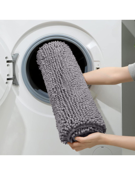 Juego de Alfombrillas de Baño HOMEIDEAS 3 Piezas Chenille Gris Juego de Alfombrillas de Baño HOMEIDEAS 3 Piezas Chenille Gris