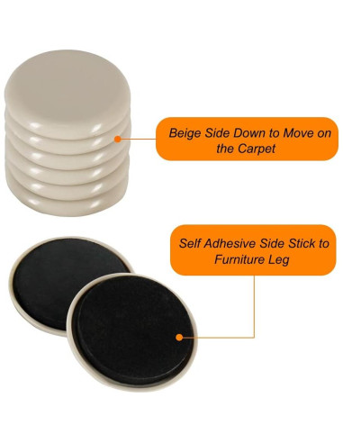 Deslizadores de Muebles Shintop 12 Piezas 5cm Beige Autoadhesivos