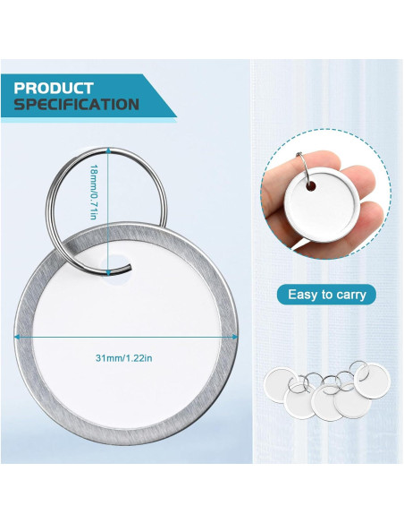 120 Etiquetas de Llave Redondas Koorito 3.1 cm con Anillos 120 Etiquetas de Llave Redondas Koorito 3.1 cm con Anillos