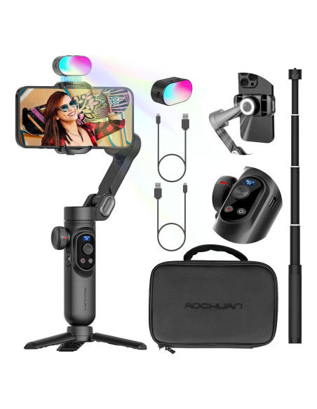 Estabilizador de Cardán AOCHUAN X Pro 3 Ejes con Luz RGB Estabilizador de Cardán AOCHUAN X Pro 3 Ejes con Luz RGB