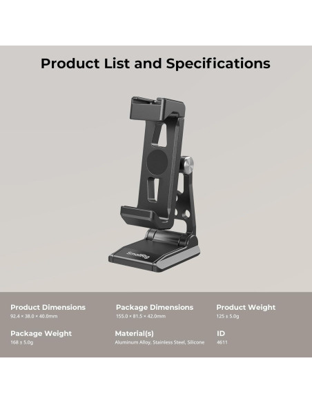 Soporte de Teléfono SmallRig 4611 para Trípode Arca-Swiss Soporte de Teléfono SmallRig 4611 para Trípode Arca-Swiss