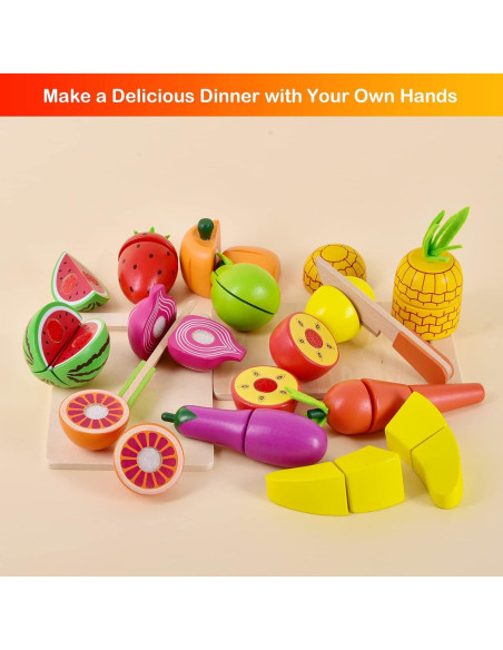 Conjunto de Comida de Madera 35PCS Juguetes Divertidos Conjunto de Comida de Madera 35PCS Juguetes Divertidos