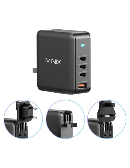 Cargador USB-C MINIX 165W 4 Puertos PD 3.1 Rápido Cargador USB-C MINIX 165W 4 Puertos PD 3.1 Rápido