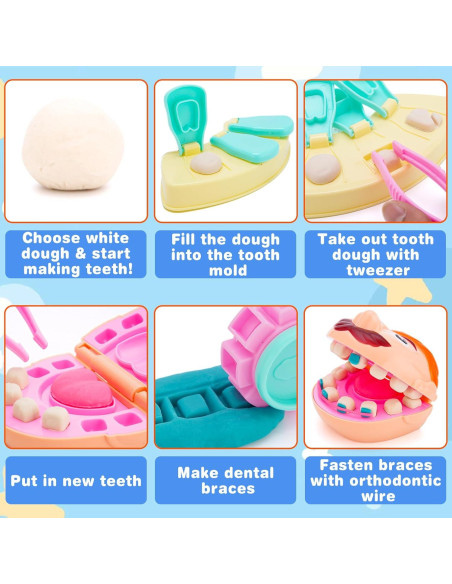 Juego de Masa Colorida de Dentista Crelloci - Kit Educativo para Niños Juego de Masa Colorida de Dentista Crelloci - Kit Educativo para Niños
