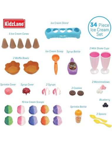 Set de Juego de Helado Kidzlane 34 Piezas Cambia Color